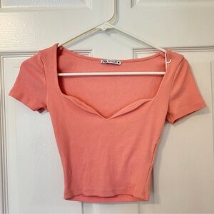Zara Women's Pink Ribbed Top